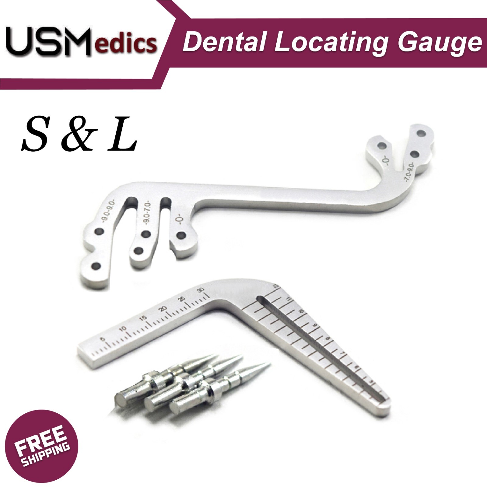 Dental Implant Surgical Drill Guide Locator S &L Depth Parallel Pin Gauge Ruler
