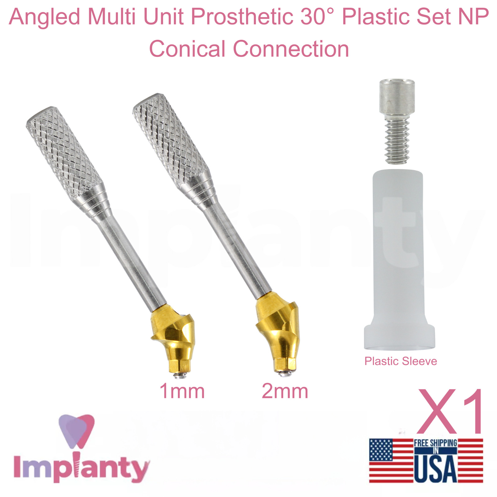 1x Dental Angled Multi Unit Prosthetic 30° Plastic Sleeve NP Conical Connection