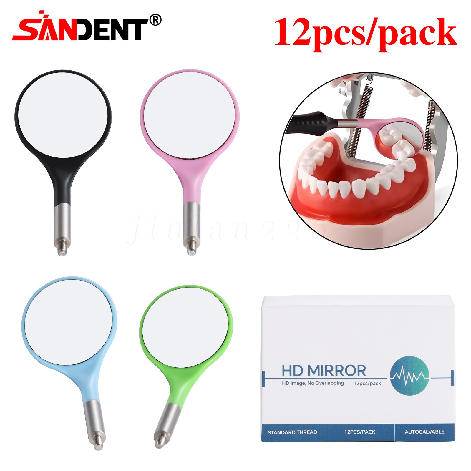 12 x Dental Plain Mouth Mirror heads simple stem #5 Premium Dental