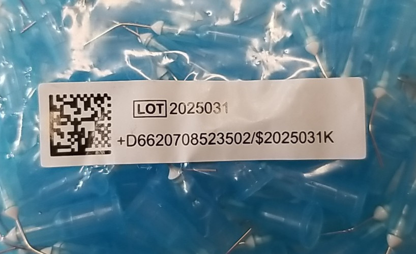 250 Tips Patterson Pre Bent Applicator Tip 25 GA 085-2350 Blue Syringe Tips