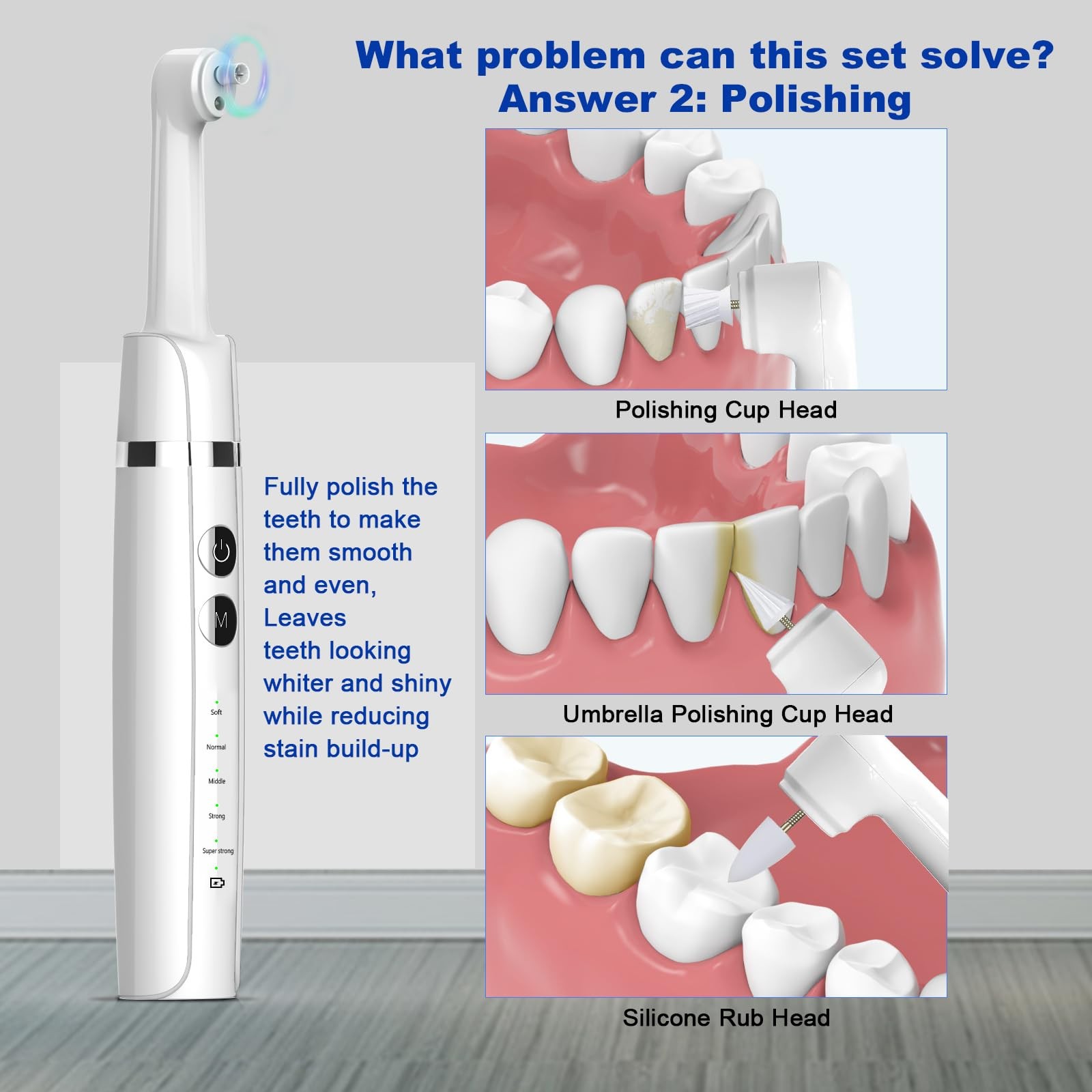 Tooth Polisher,Teeth Polishing Kit for Daily Cleaning,Polishing Then Whitening O