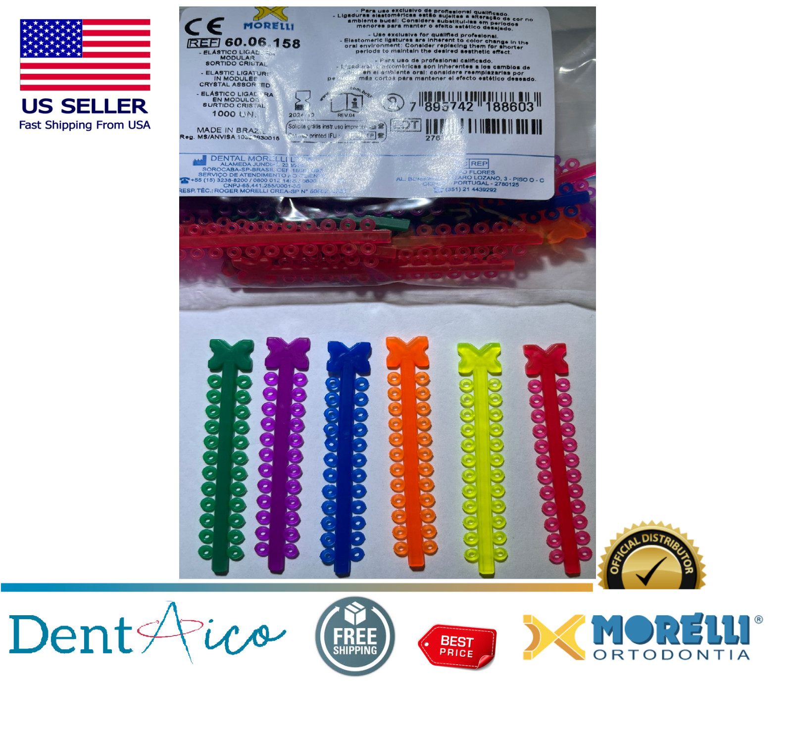 MORELLI Elastic Ligature in Modules Crystal Assorted PAK/1.000UNDental Ortho