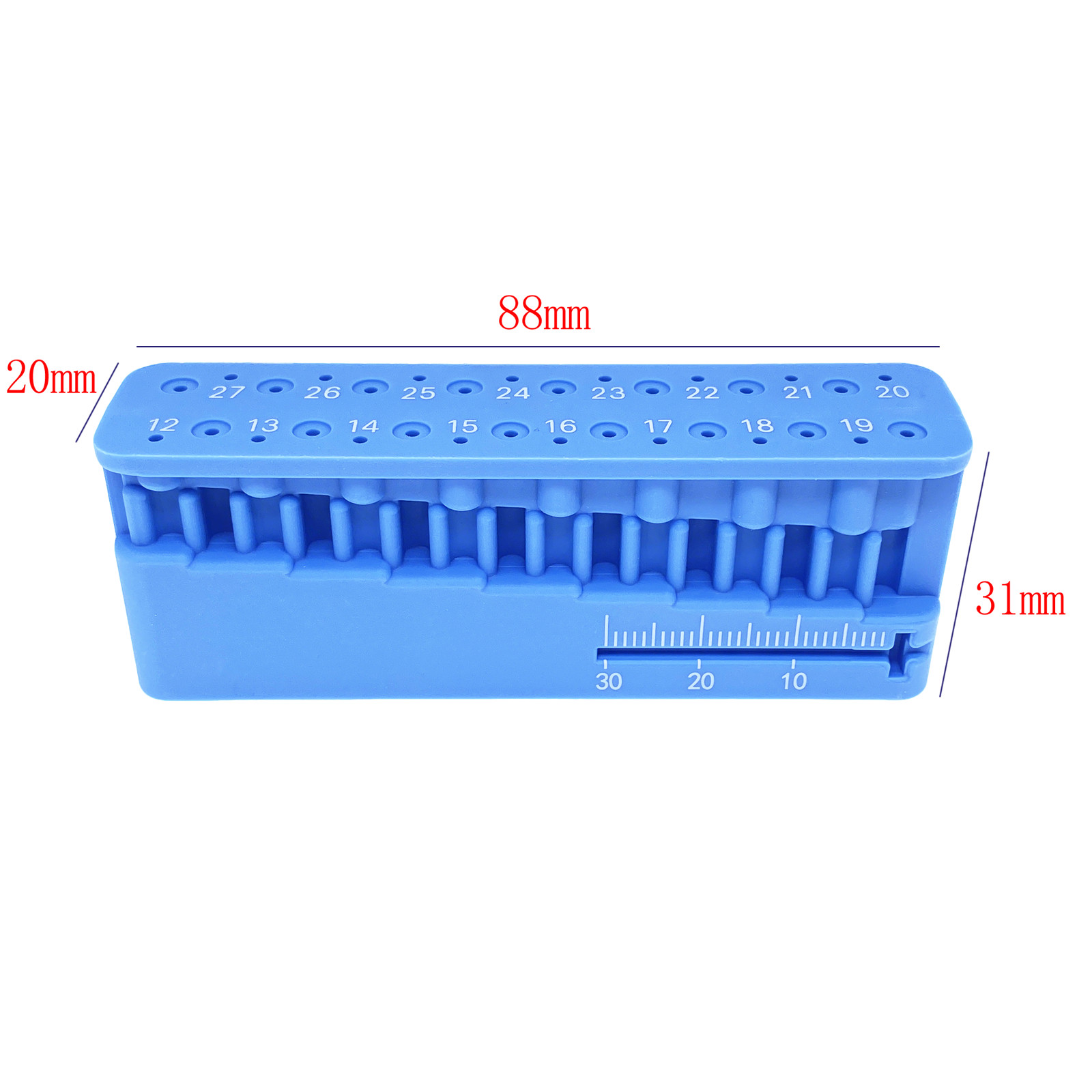 Autoclavable Dental Plastic File Holder w/ Measuring Ruler, Endo Measuring Block