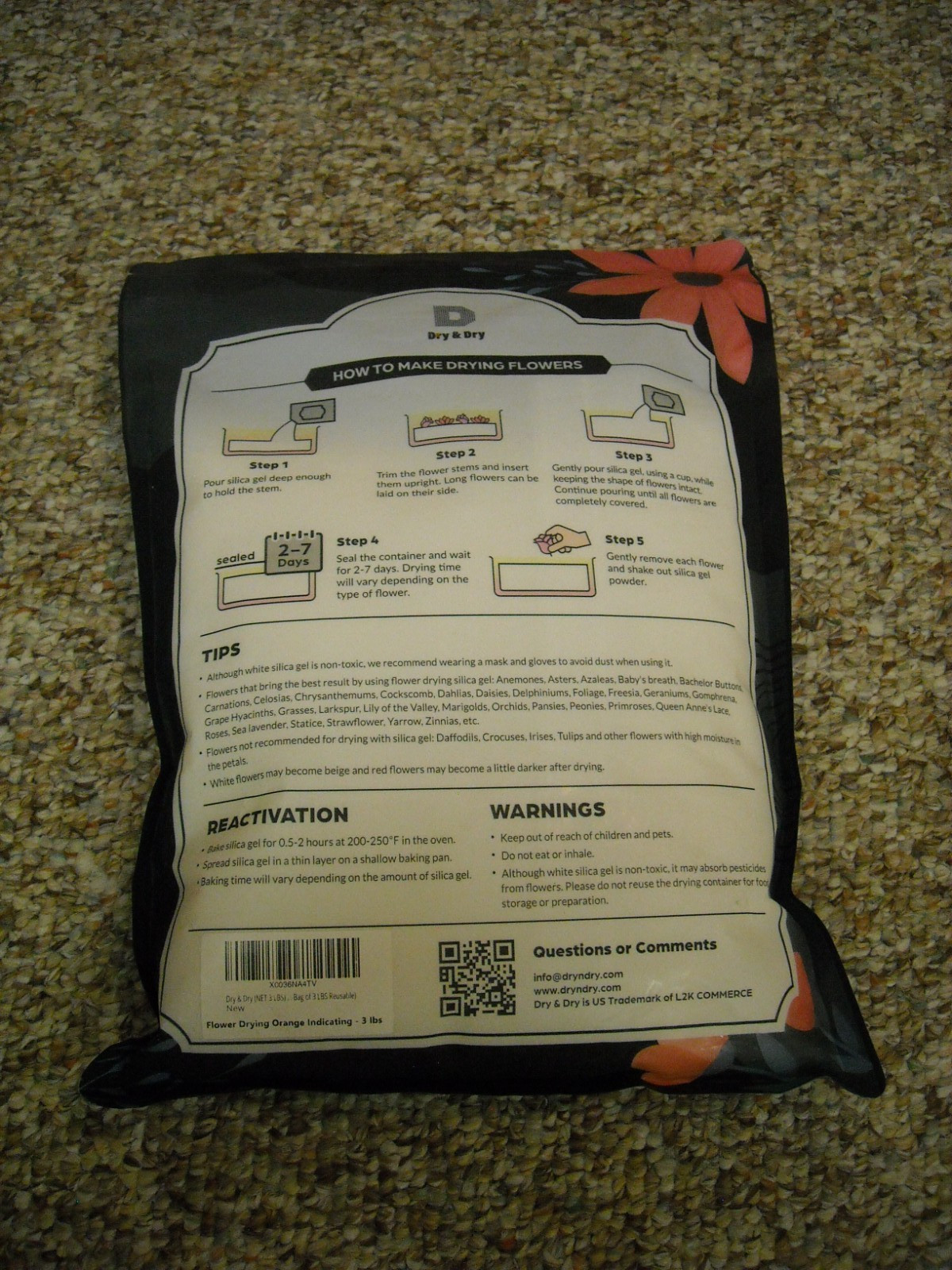3 LBS Dry & Dry Silica Gel Flower Drying Agent Premium Quality Free Shipping!