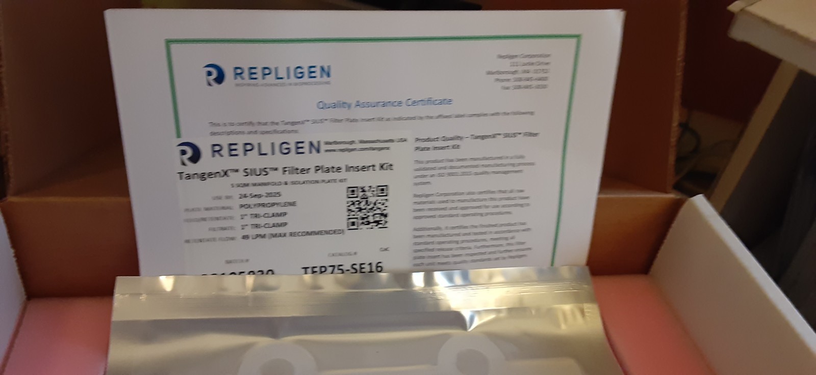 Repligen TangenX™ SIUS™ Filter Plate Insert Kit 5SQM/ (1 sealed unit) TFP75-SE16