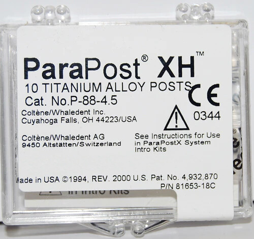 Coltene Whaledent P88-4.5 ParaPost XH Titanium Alloy Posts .045″ Blue 10/Pk