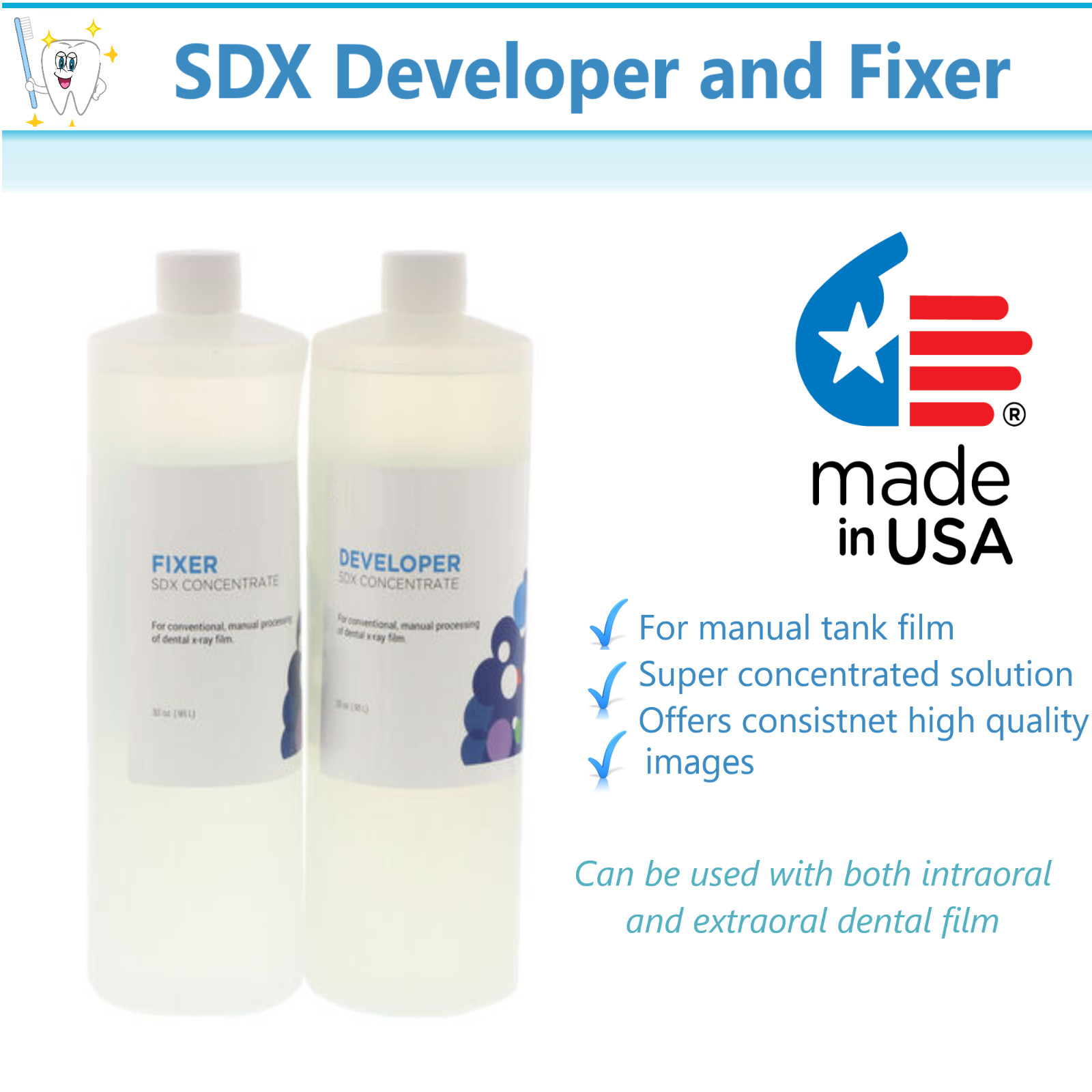 Dental SDX Developer and Fixer For Manual Tank film Concentrated Solution