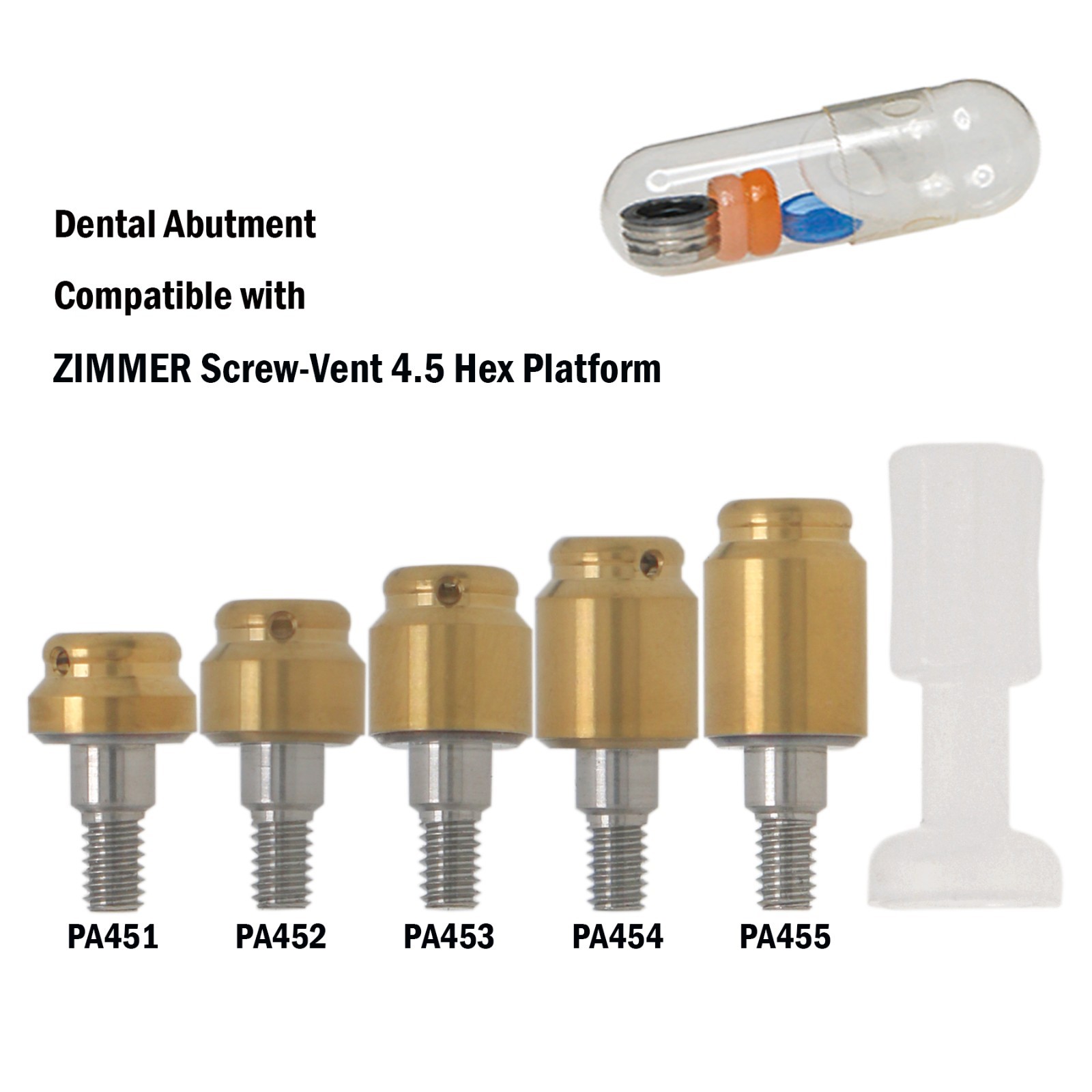 Dental 3.5/4.5mm Locator Attachment For Zimmer Screw-Vent system Abutment