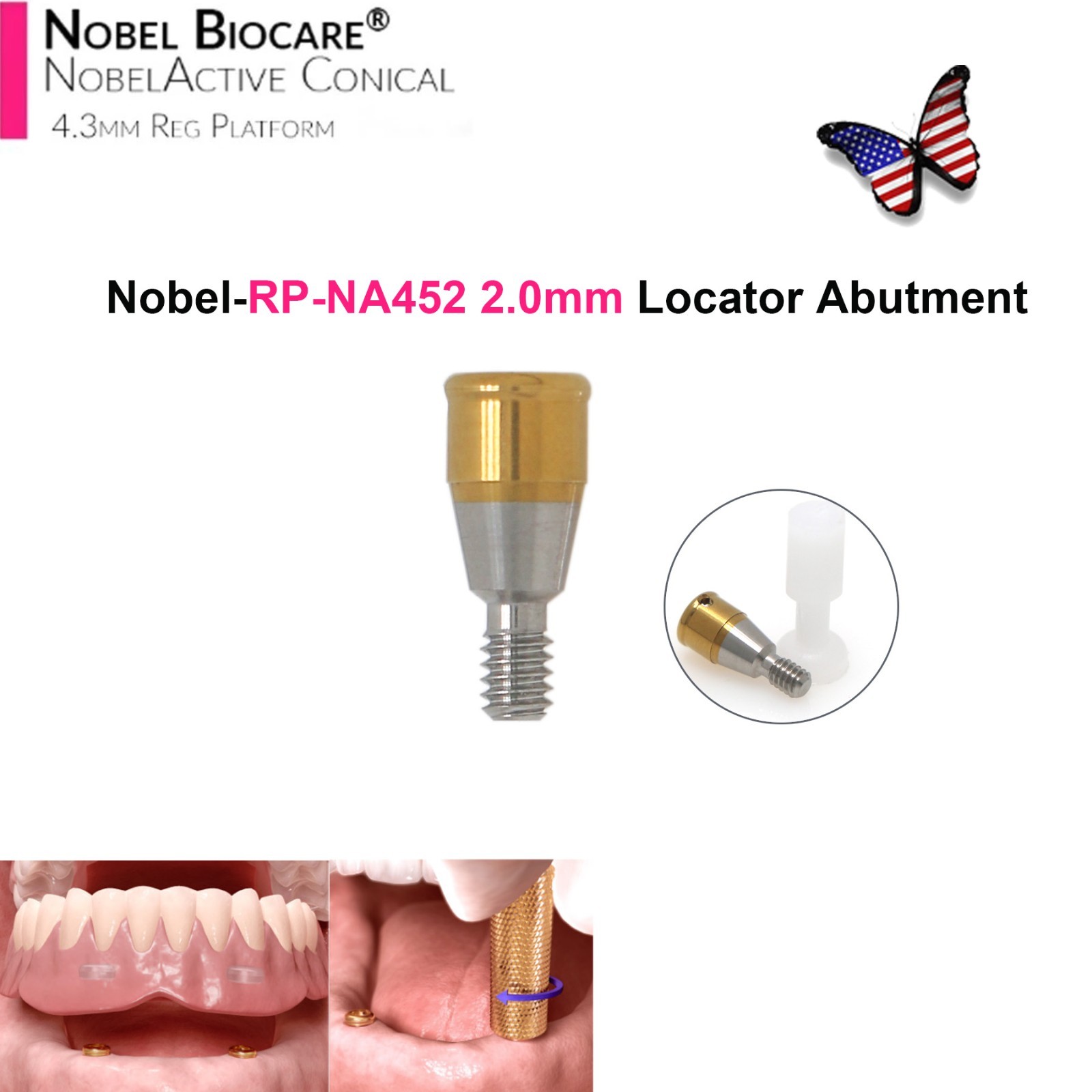 US Nobel Biocare Locator Abutment Replace Conical Connection Compatible NP/RP