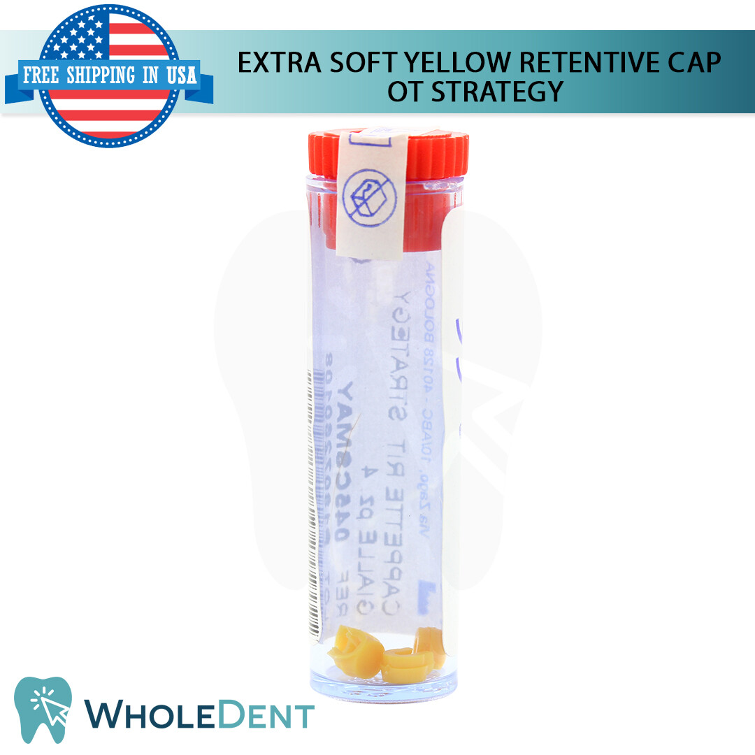 4x OT Strategy Attachment Yellow Silicone Inserts Retentive Caps Dental Implant