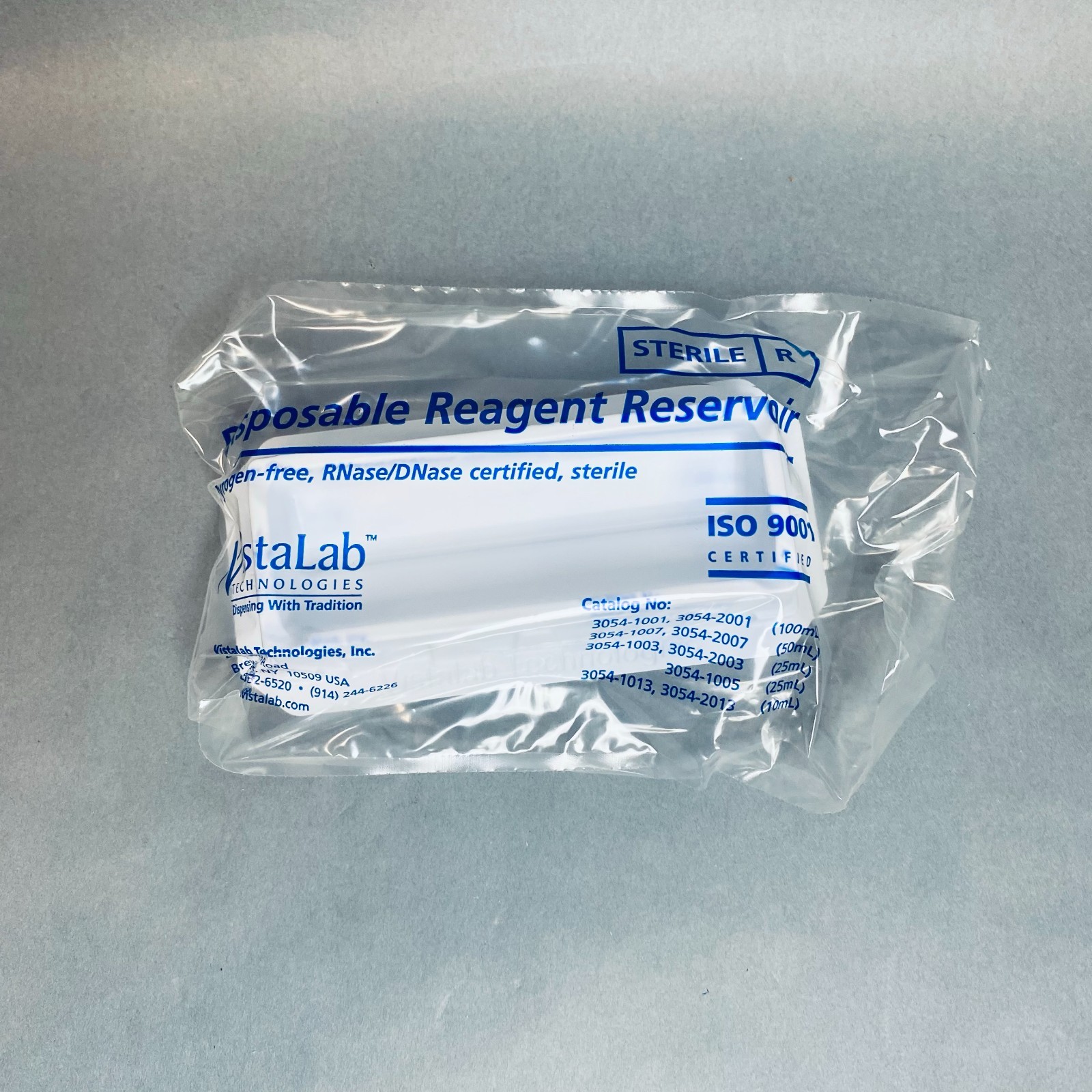 VistaLab Reagent Reservoir 50 ml Sterile Individually Sealed Case of 100 Basins