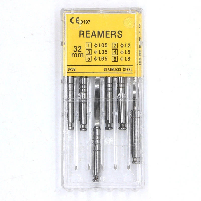 6x Dental #1-6 32mm Endodontic Drill Reamers Spiral Nordin Conical Screw Posts