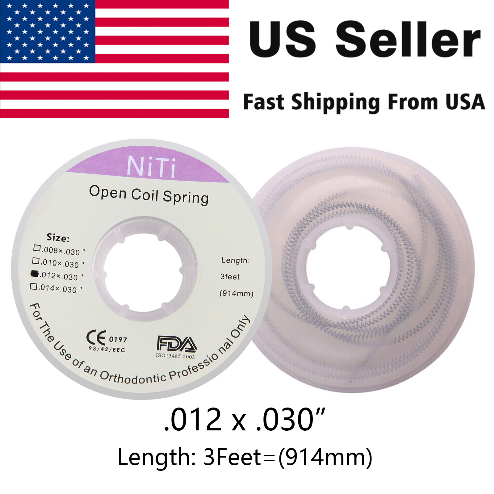 10 Roll Dental Orthodontic Niti Open Coil Spring Spool Dia.012 *030 ” inch 914mm