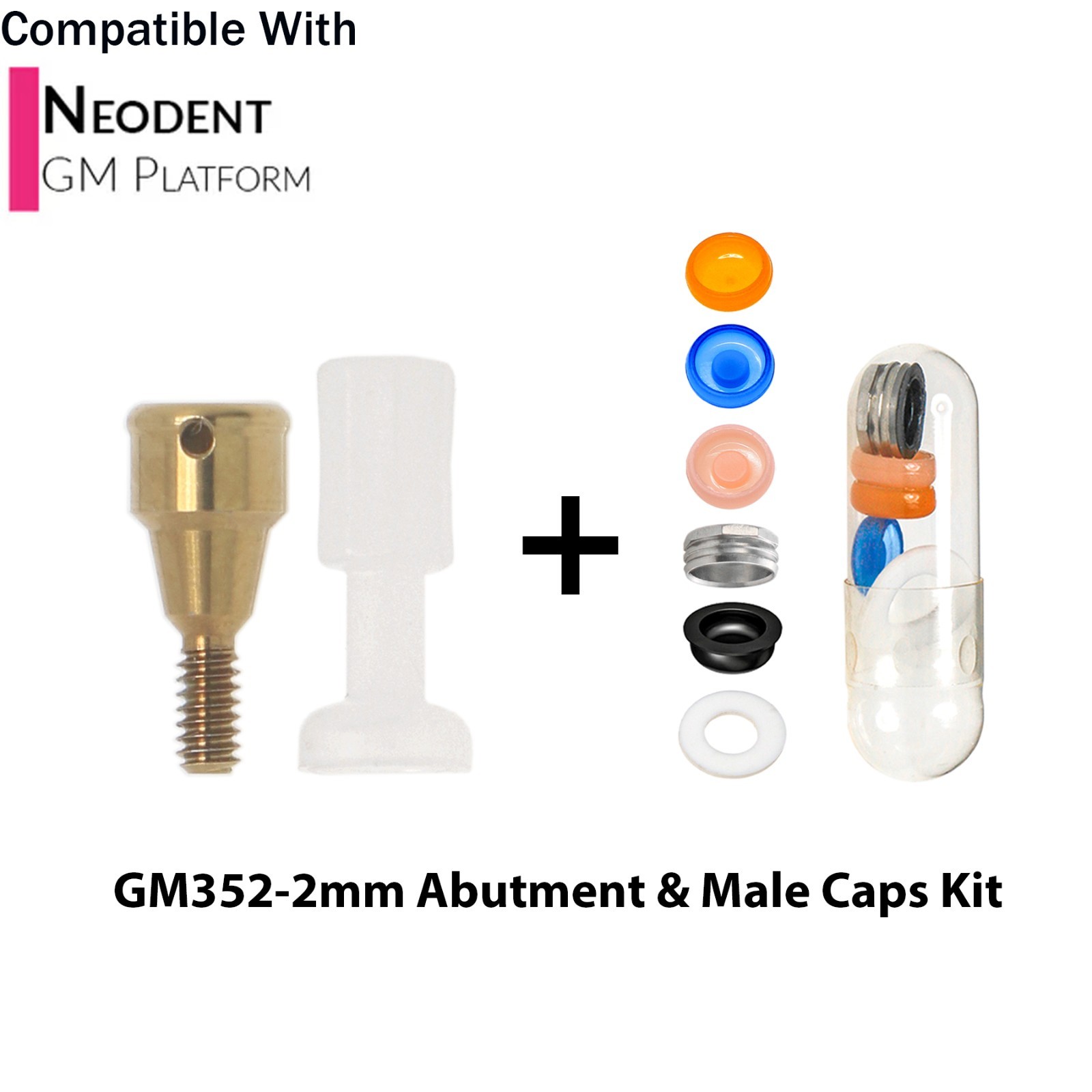 Dental Overdenture Locator Abutment 1-6mm & Male Cap Kit For NEODENT GRAND MORSE