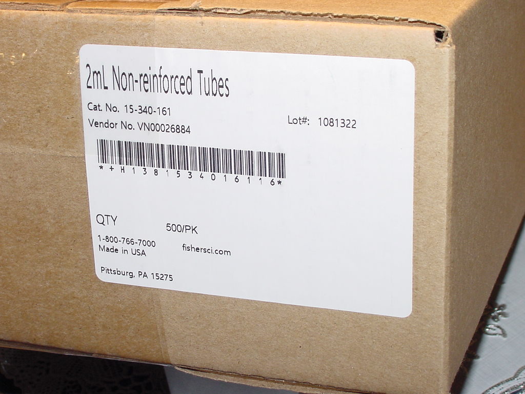 Box of 500, Fisher Scientific 15-340-161, Centrifuge Tubes with Screw Caps NEW!