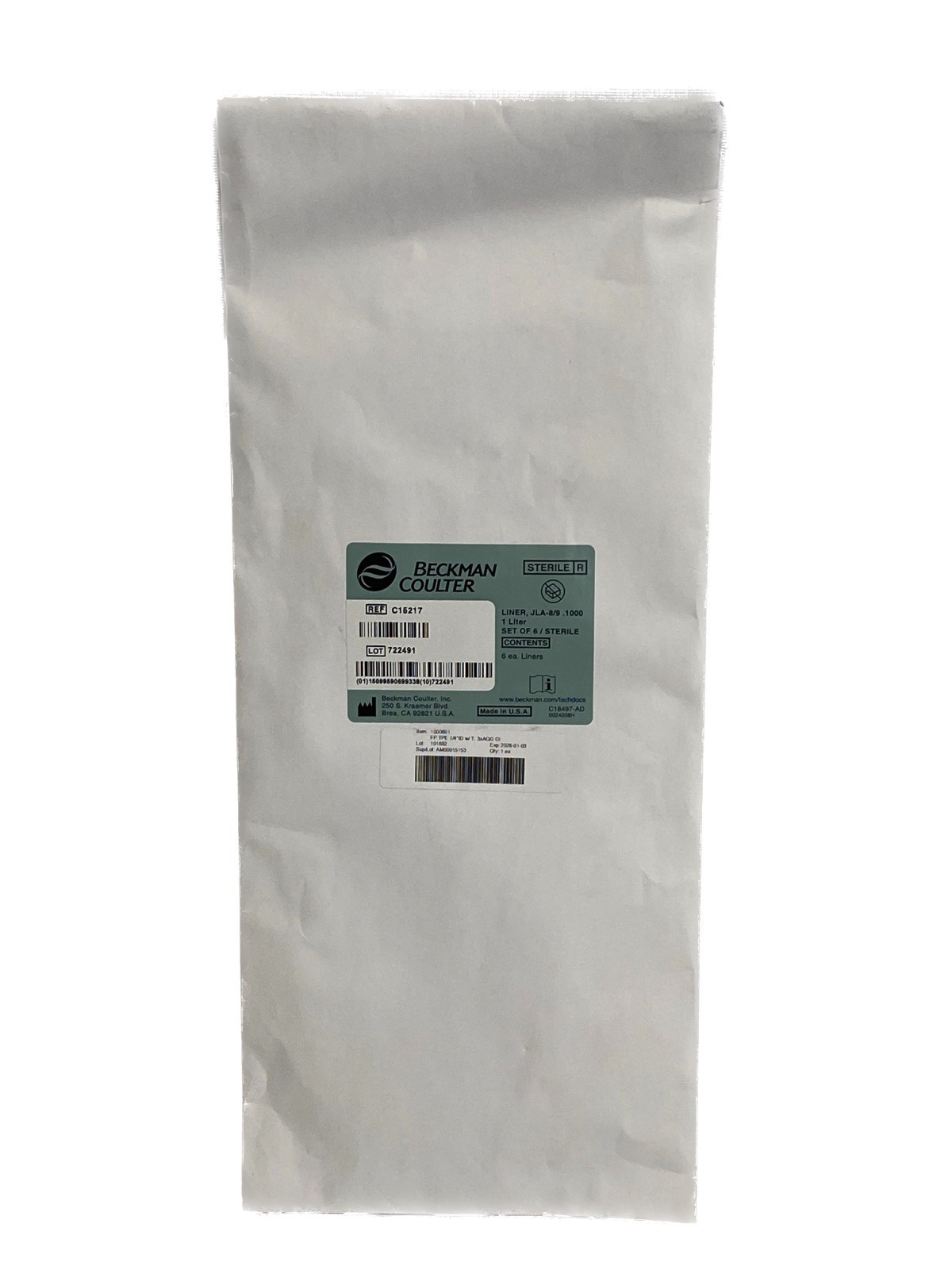 (6/Pk) BECKMAN COULTER 1L HarvestLine System Bottle Liners Sterile C15217