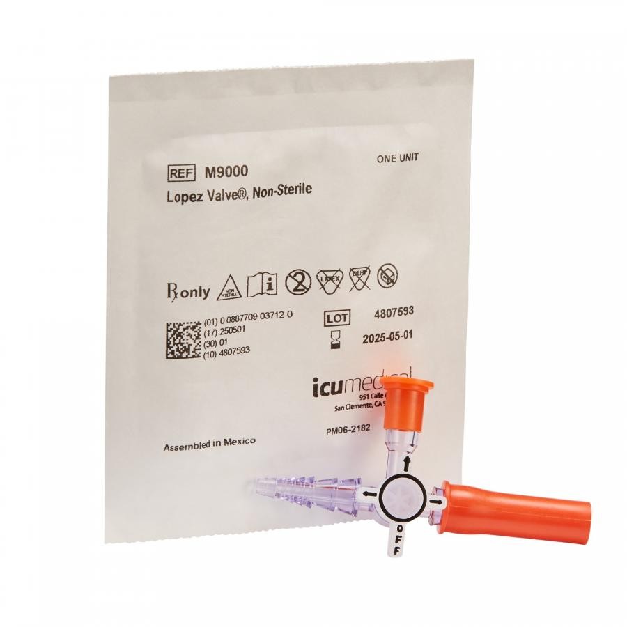 ICU Medical Lopez Enteral Feeding Valve Non-Sterile, 50 Count, M9000