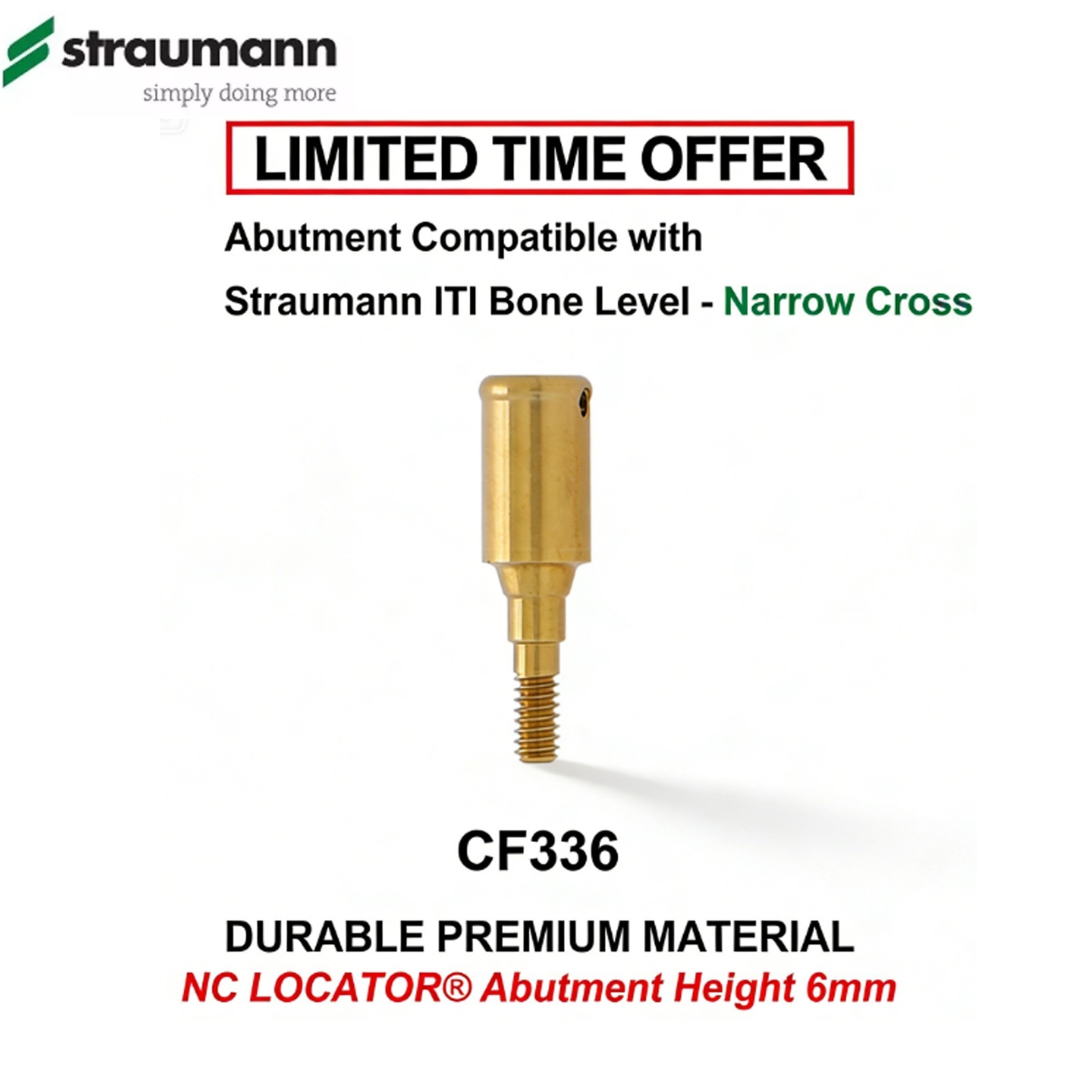 Dental Ti Locator Fits Straumann Bone Level NC/RC Internal Hexagonal Connection