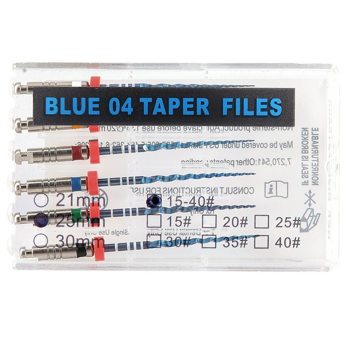 Dental Root Canal Endodontics Vortex Blue Rotary Files 04/06 Taper 21/25/31mm