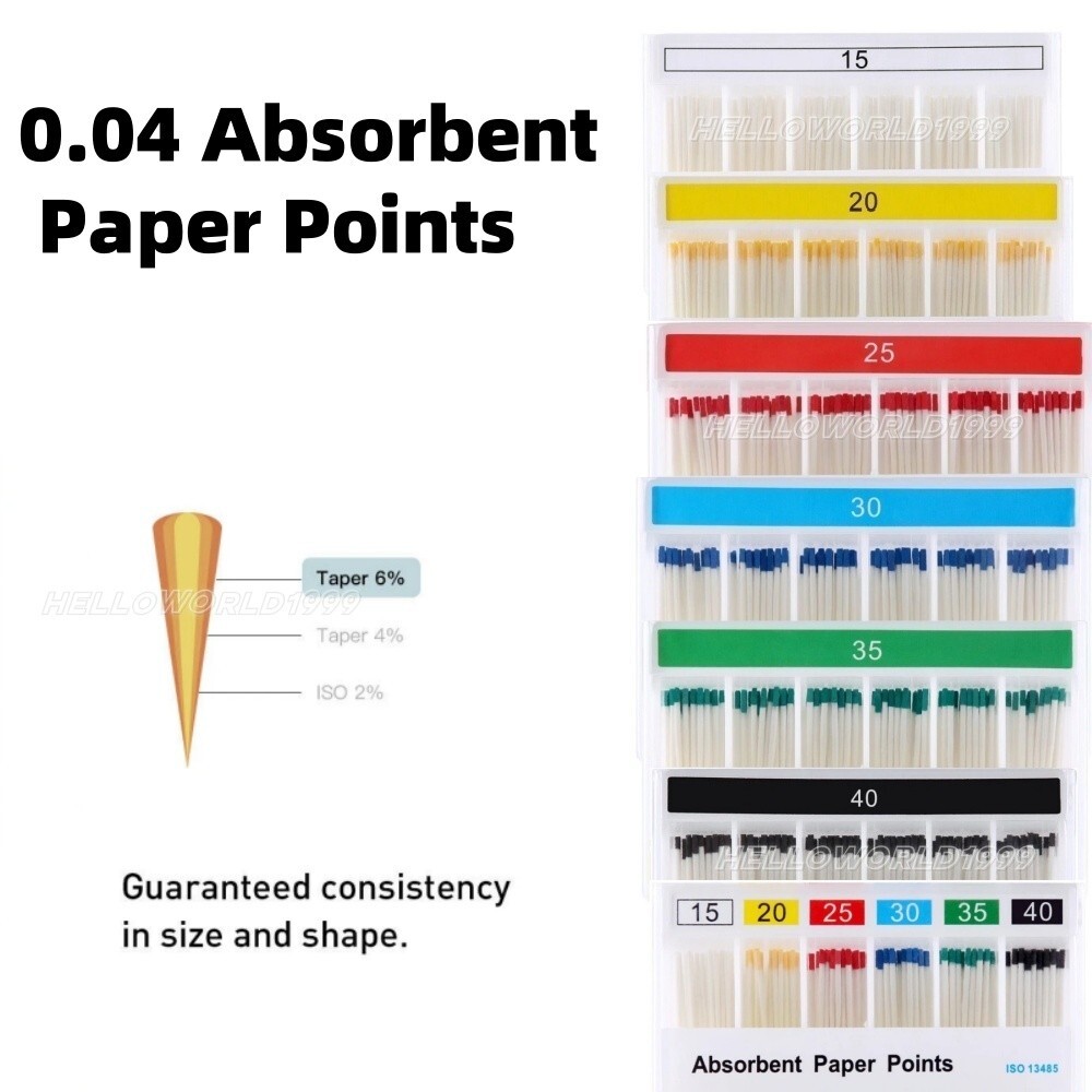 Dental Endo Gutta Absorbent Paper Points Fiber Taper 0.02/0.04/0.06 15#-40#