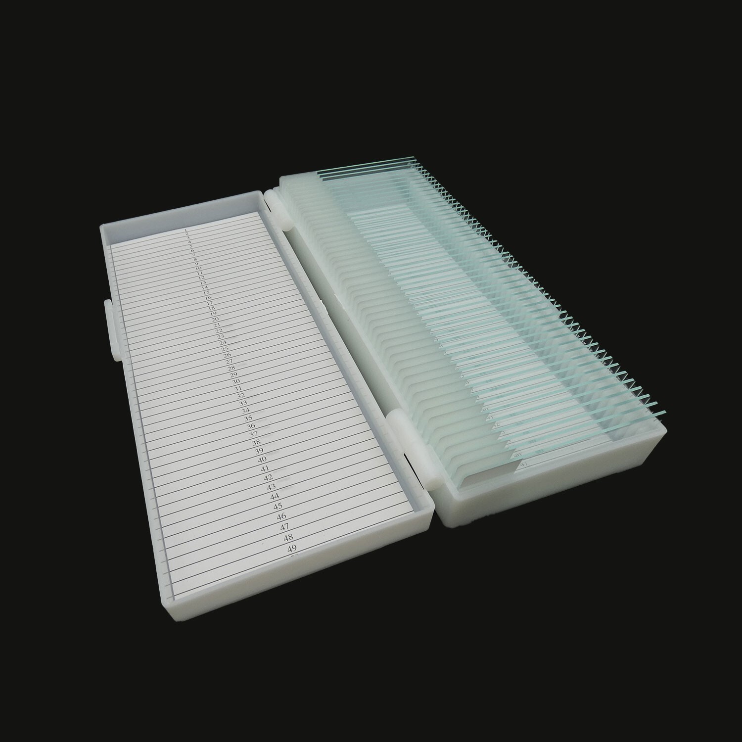 Slide Box, Adhesion Microscope Slides, 45° Corners, Positive Charged, 50 slides