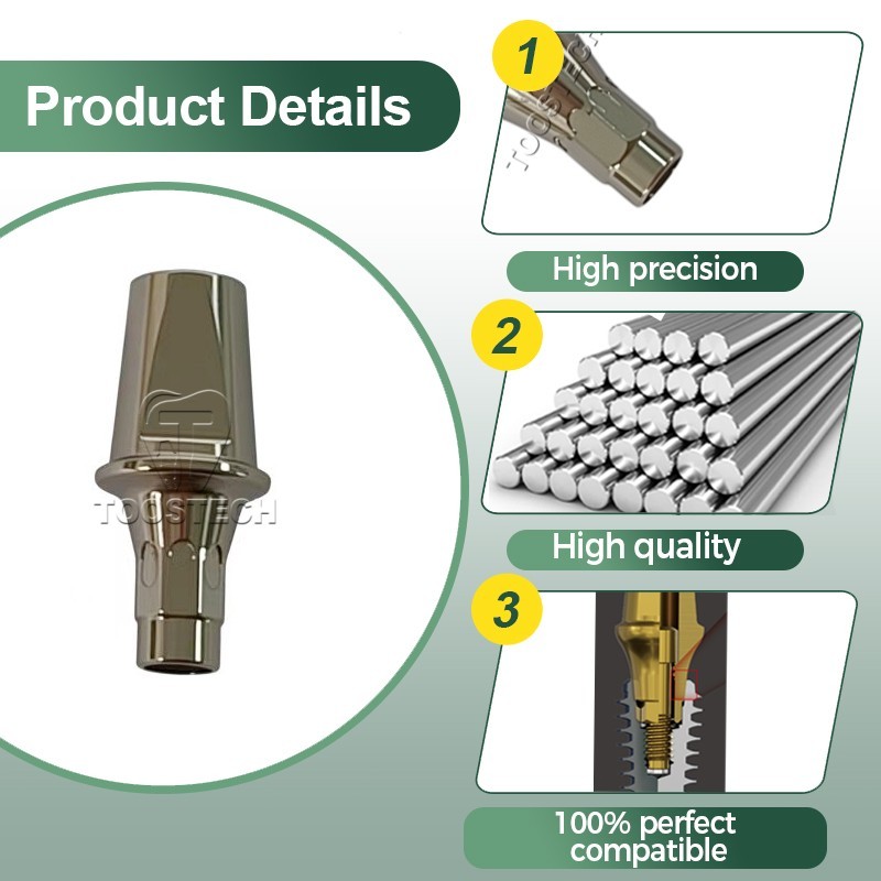 10pcs Titanium straight abutment fits to Megagen Blue diamond RC D5.0 GH1-4mm