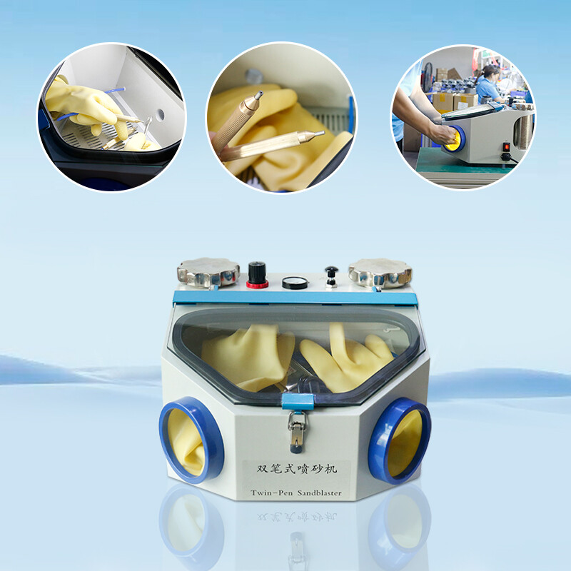 Dental Double Pen Sandblasting Box with LED Light Fine Sandblasting Unit JG-218