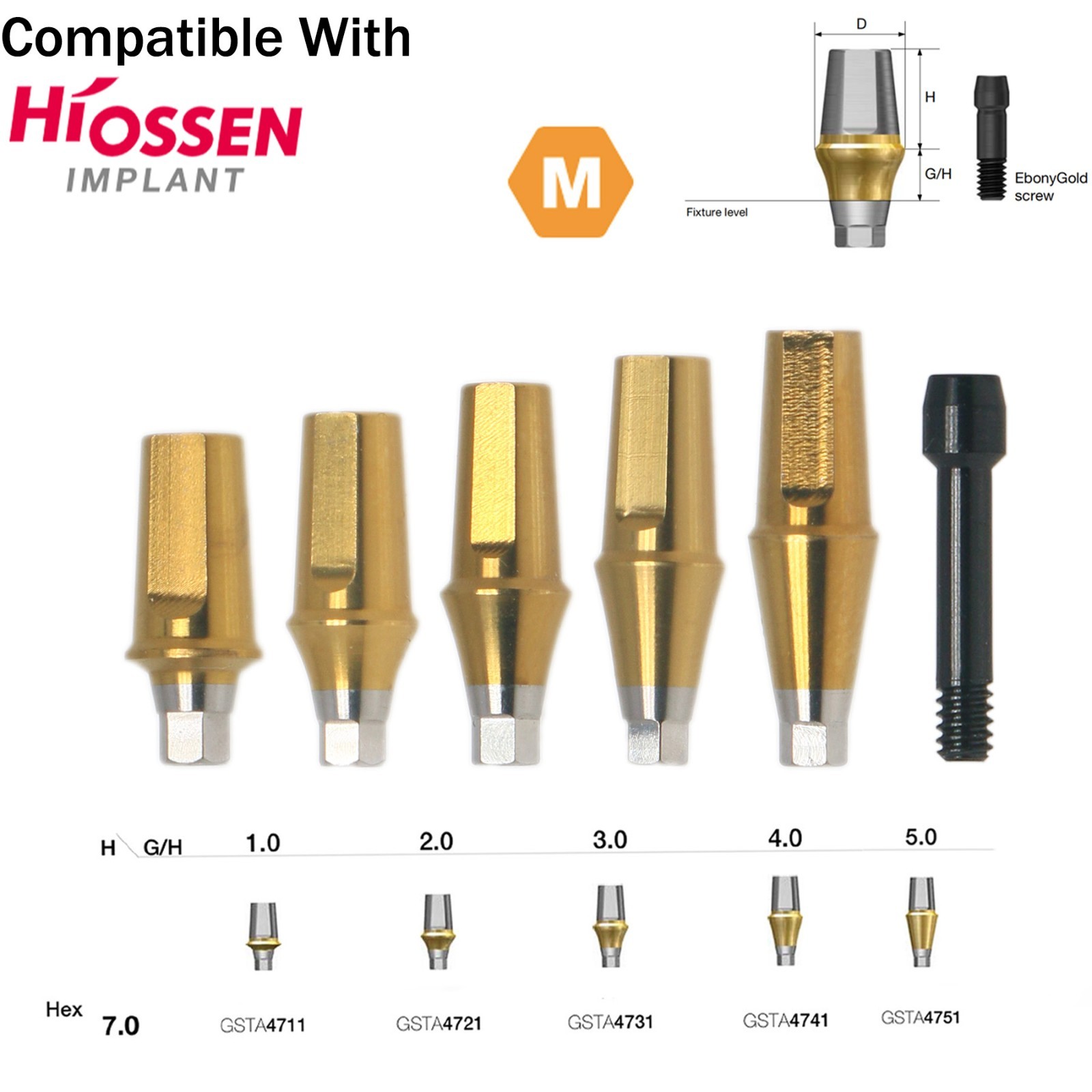 US Straight Transfer Abutment Mini Ø4.5mm Fits Hiossen Osstem TS Implants System