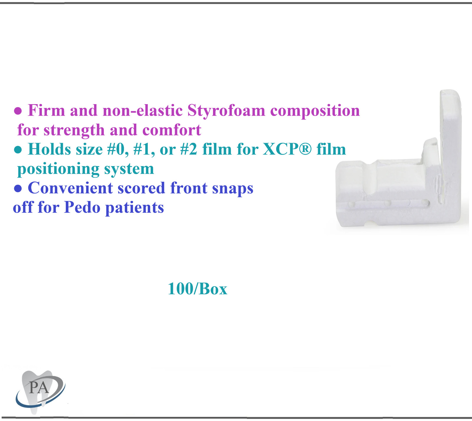 Dental X- Ray Rinn XCP Film Bite Blocks, Disposable Holds size #0, #1, #2 100/Bx