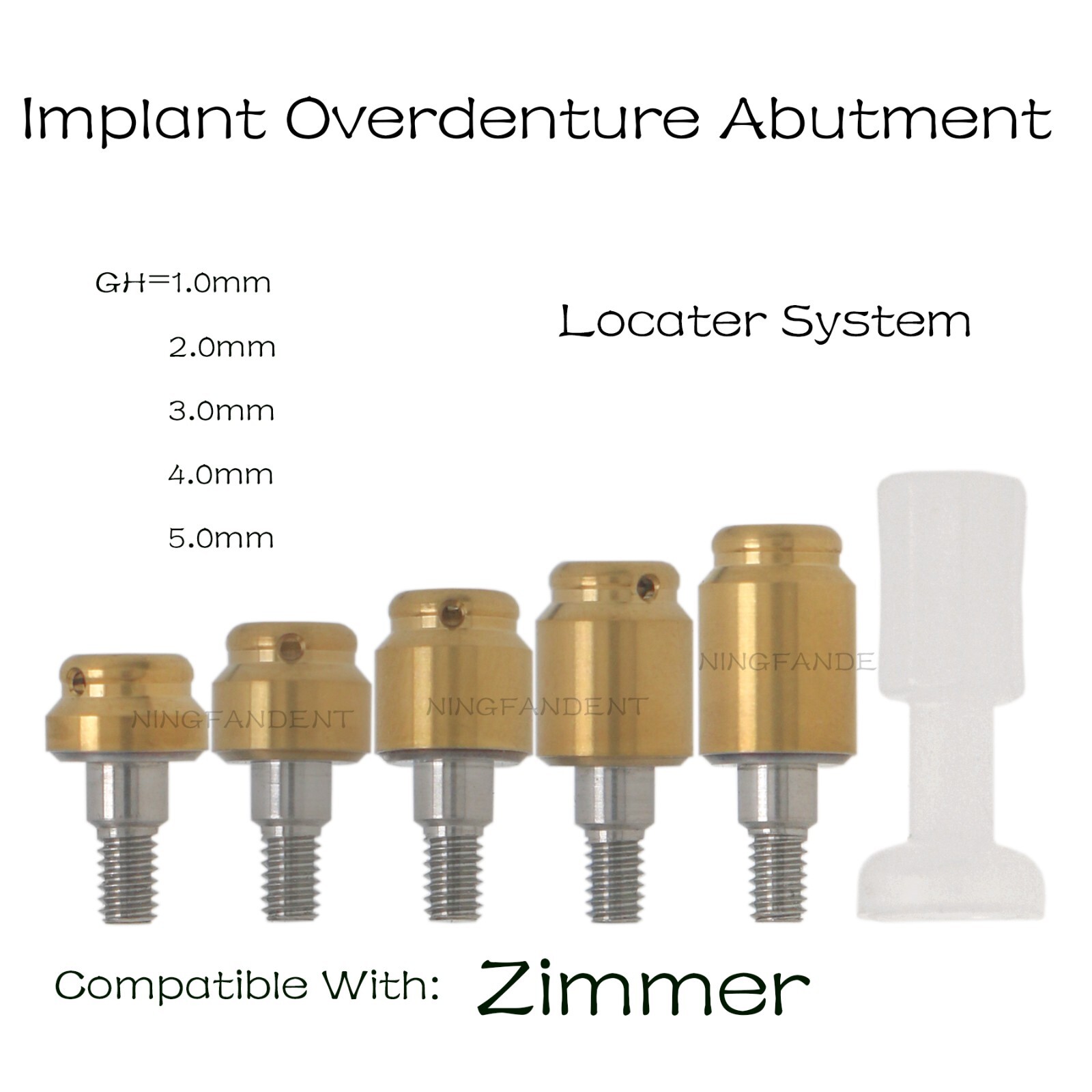 Locator Abutment Zimmer Screw-Vent 4.5mm Dia 1-5mm GH Male Caps Implant Screws