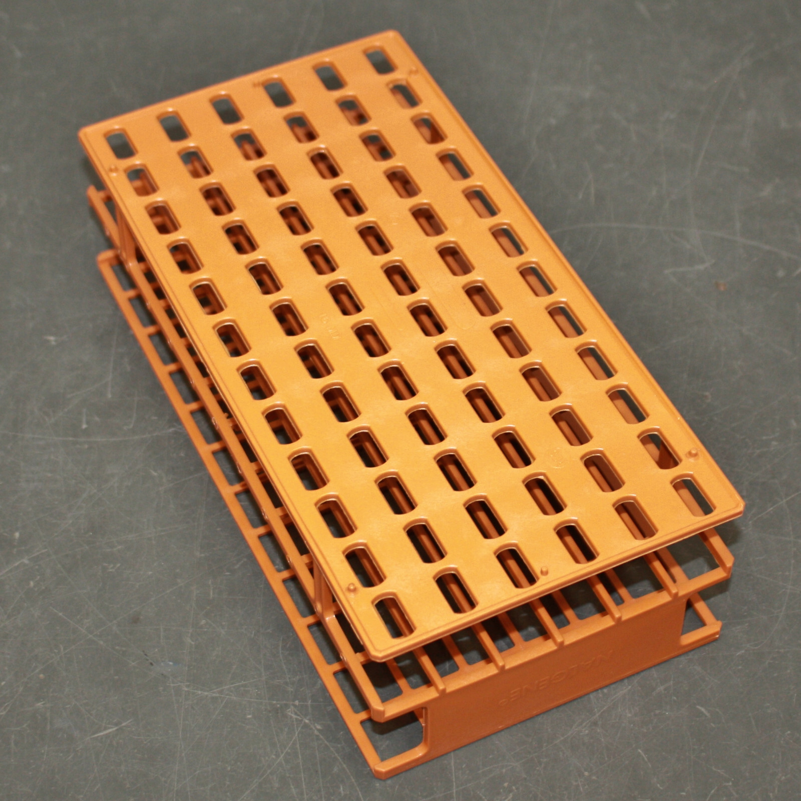 (2) Thermo Scientific Nalgene Unwire Test Tube Racks 5970-0116, 16mm, Orange, 72
