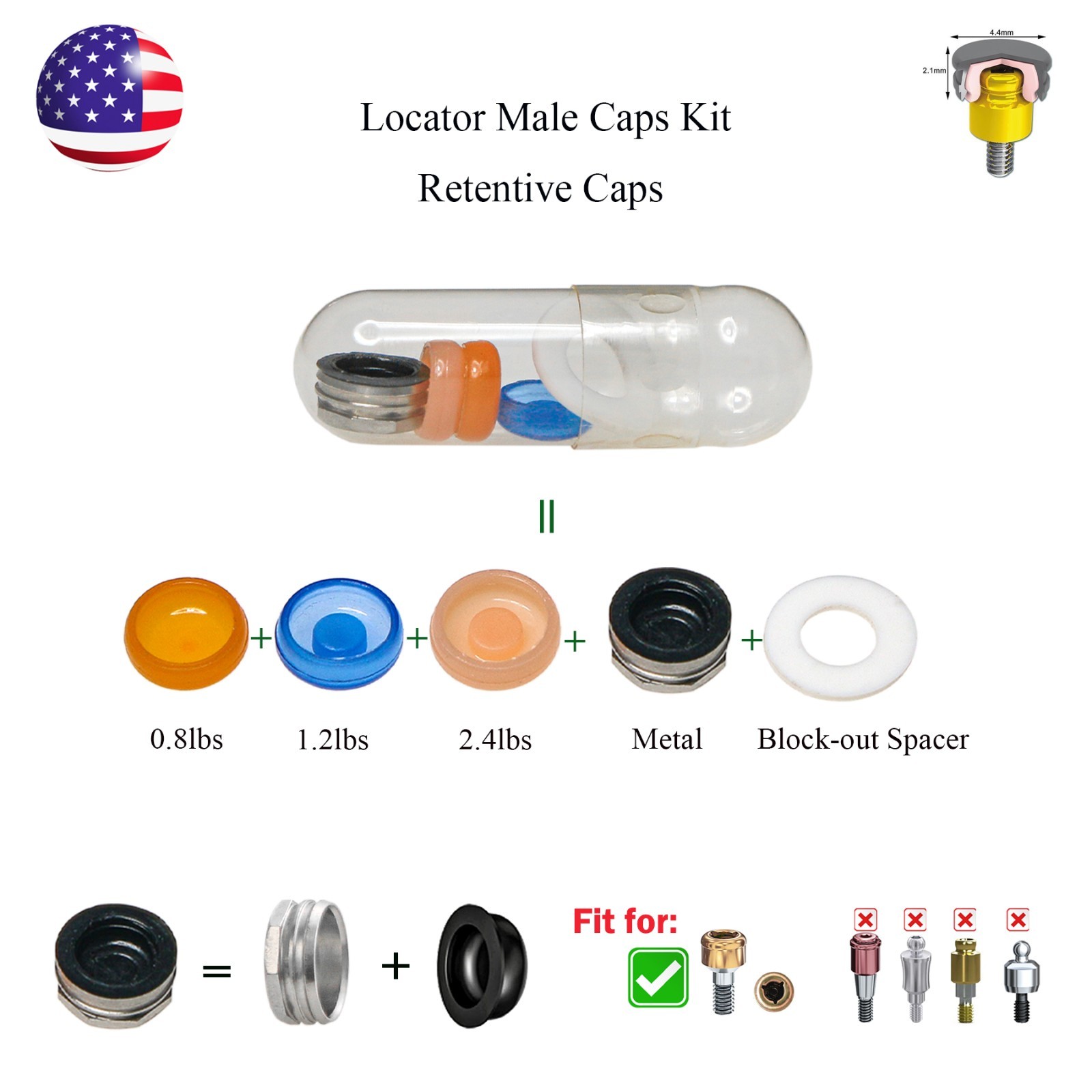 US Universal Dental Retention Cap Implant Insertion Locator Extraction Core Tool