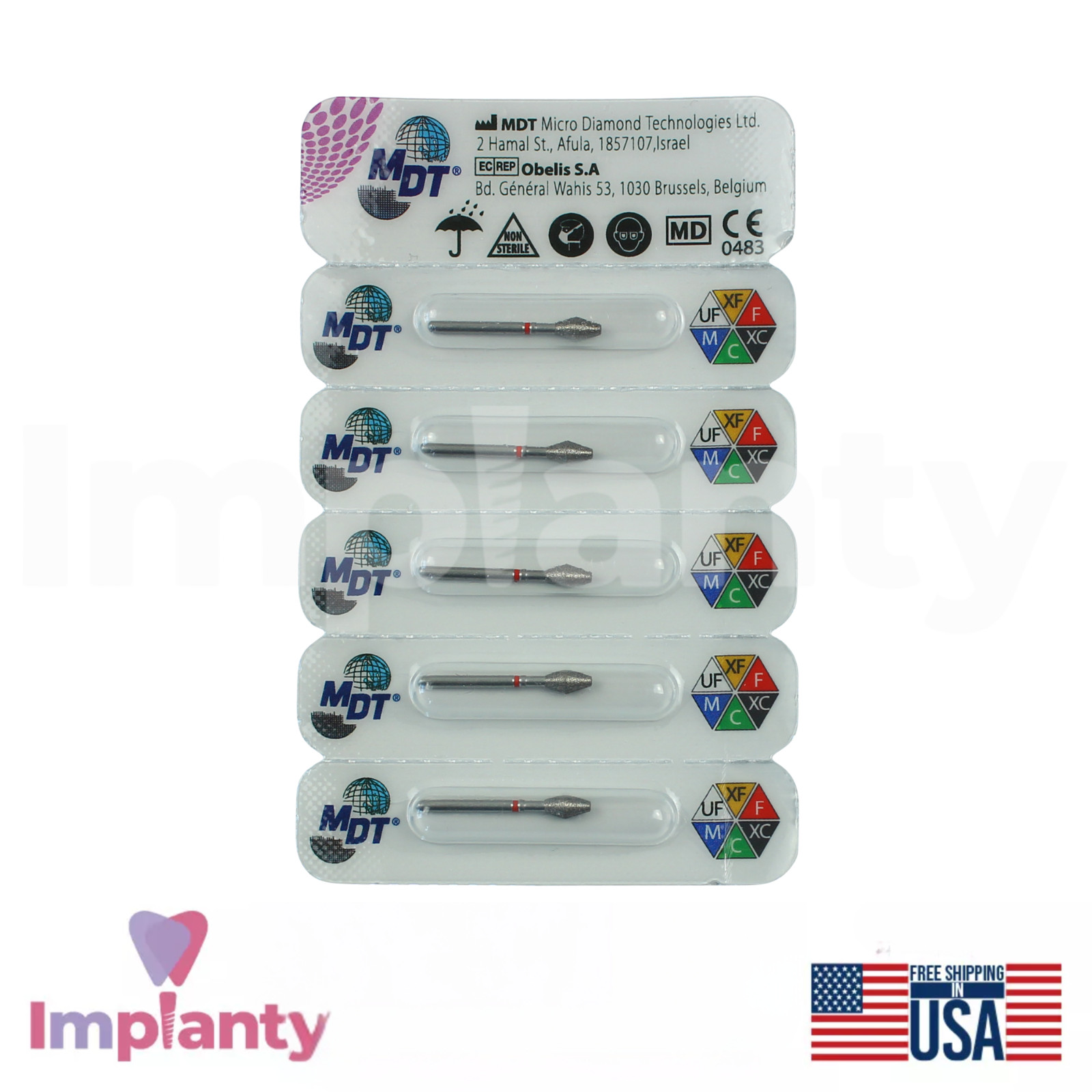 MDT Dental Barrel 039 FG Diamond Burs Material Removal Shaping Flat Surfaces