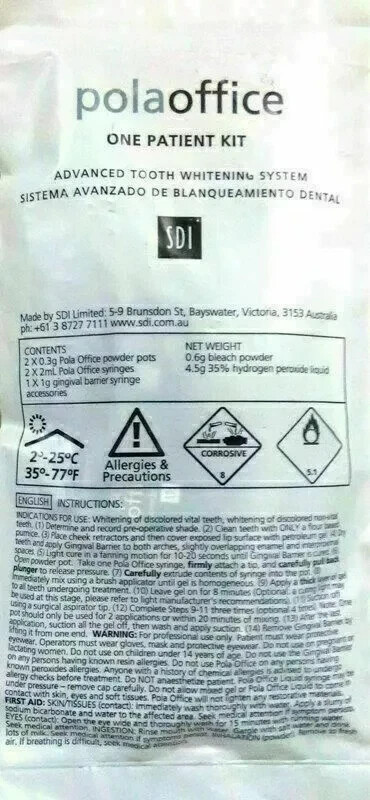 Dental SDI POLA OFFICE Tooth Whitening System 1 Pateint Kit 12.2026 FAST SHIP