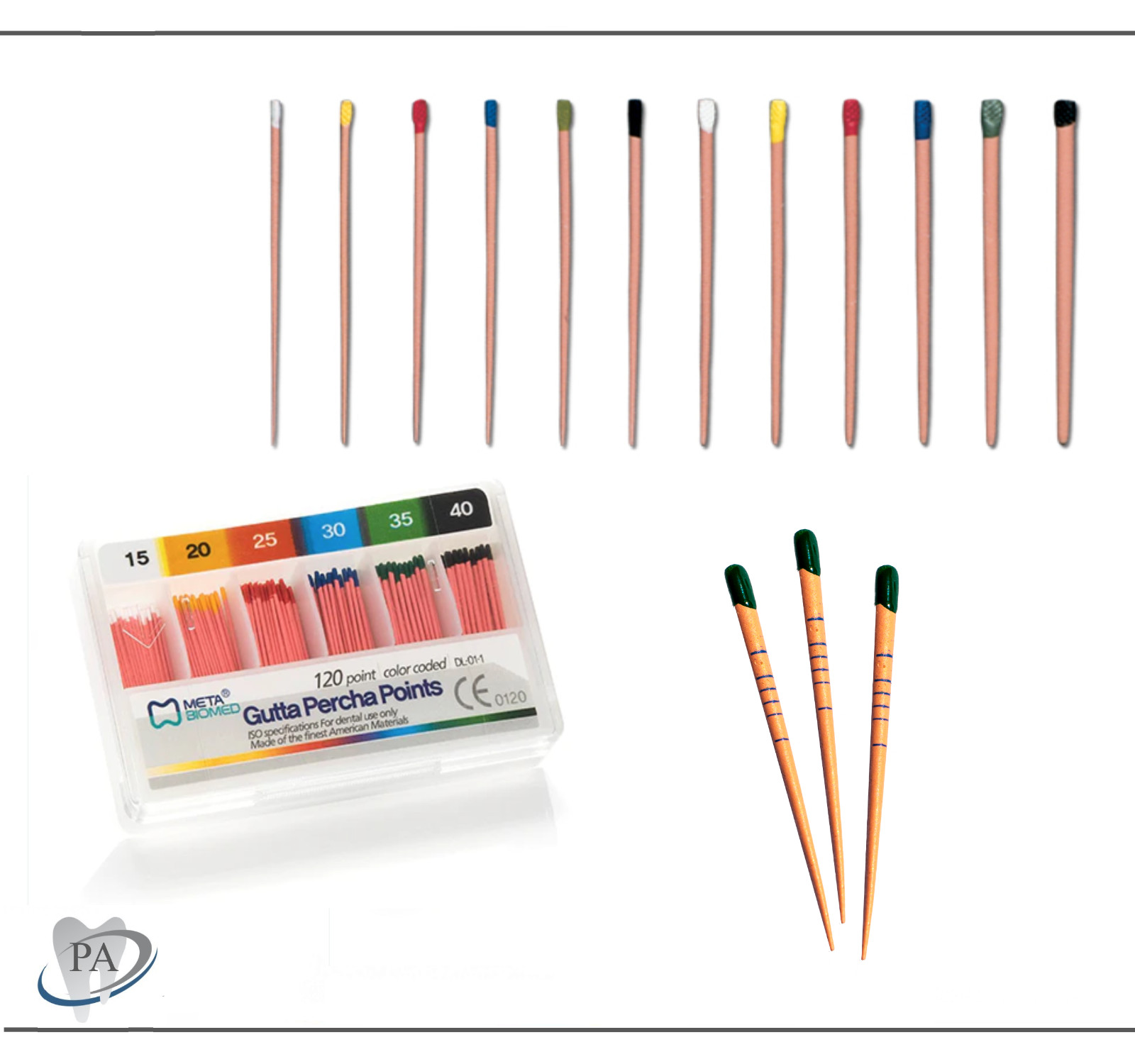 Endo GUTTA PERCHA XF, FF, MF, F, FM, M Fine Medium Fine Fine – Assorted, 120Pk