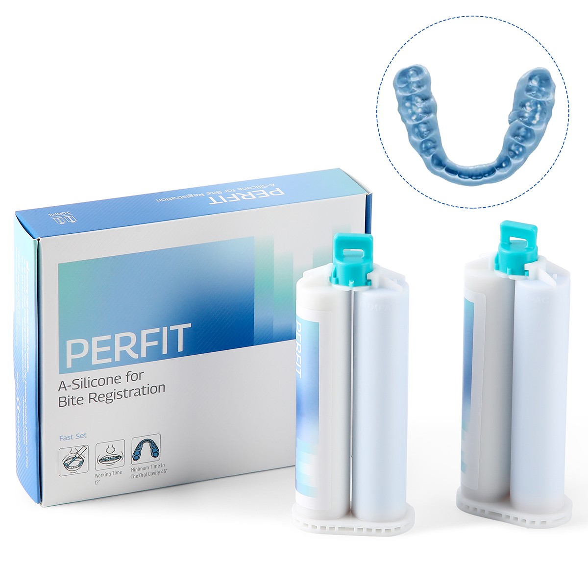 AZDENT 2pcs Dental Bite Registration Material Fast Set 50ML/pcs Mixing Tips