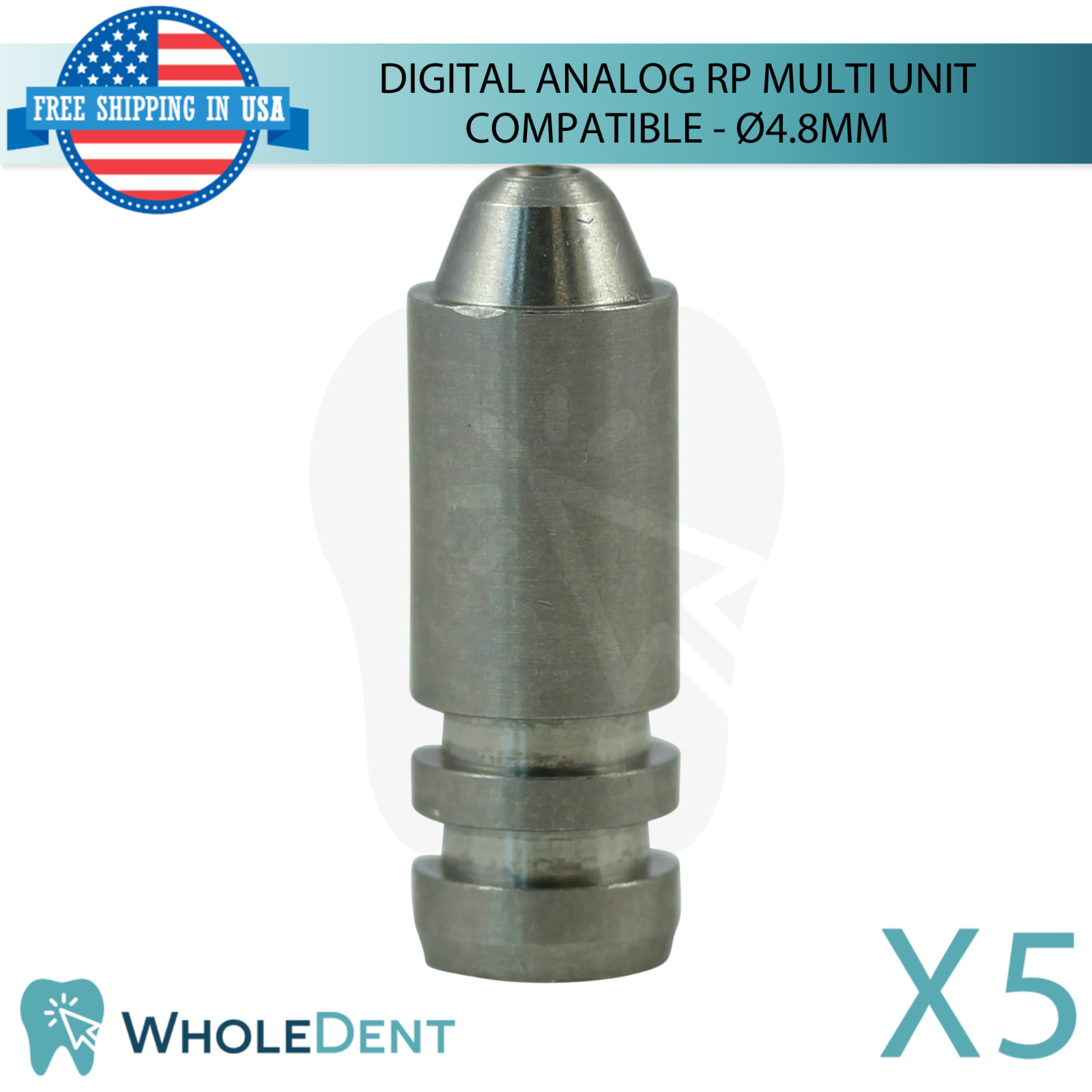 5x Dental Digital Analog RP Ø4.8mm Multi Unit Prosthetic Compatible 1.4mm