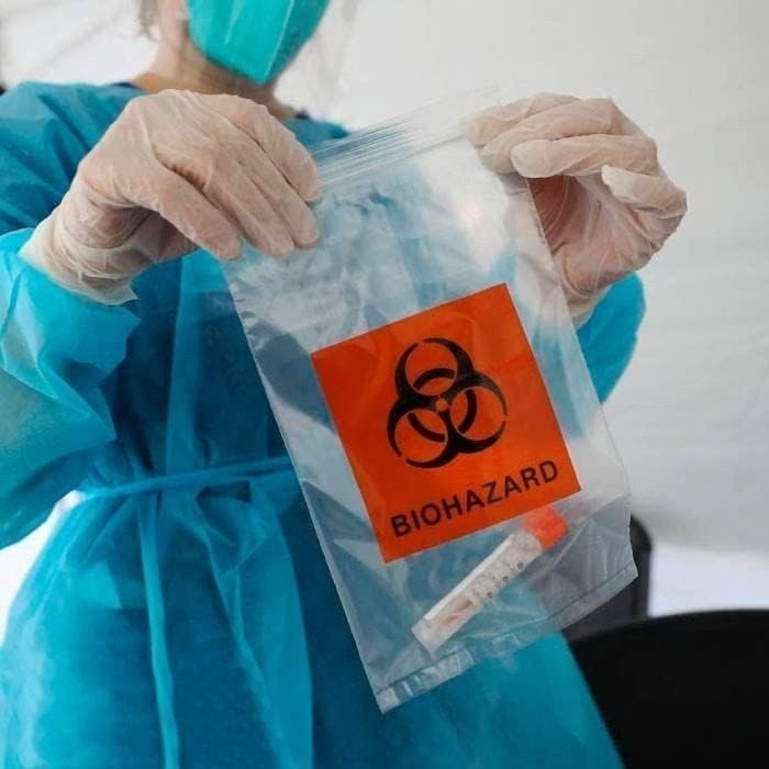 Biohazard Specimen Transport Bags Clear Zipper 2 Mil 1000 Count 3 x 5 in