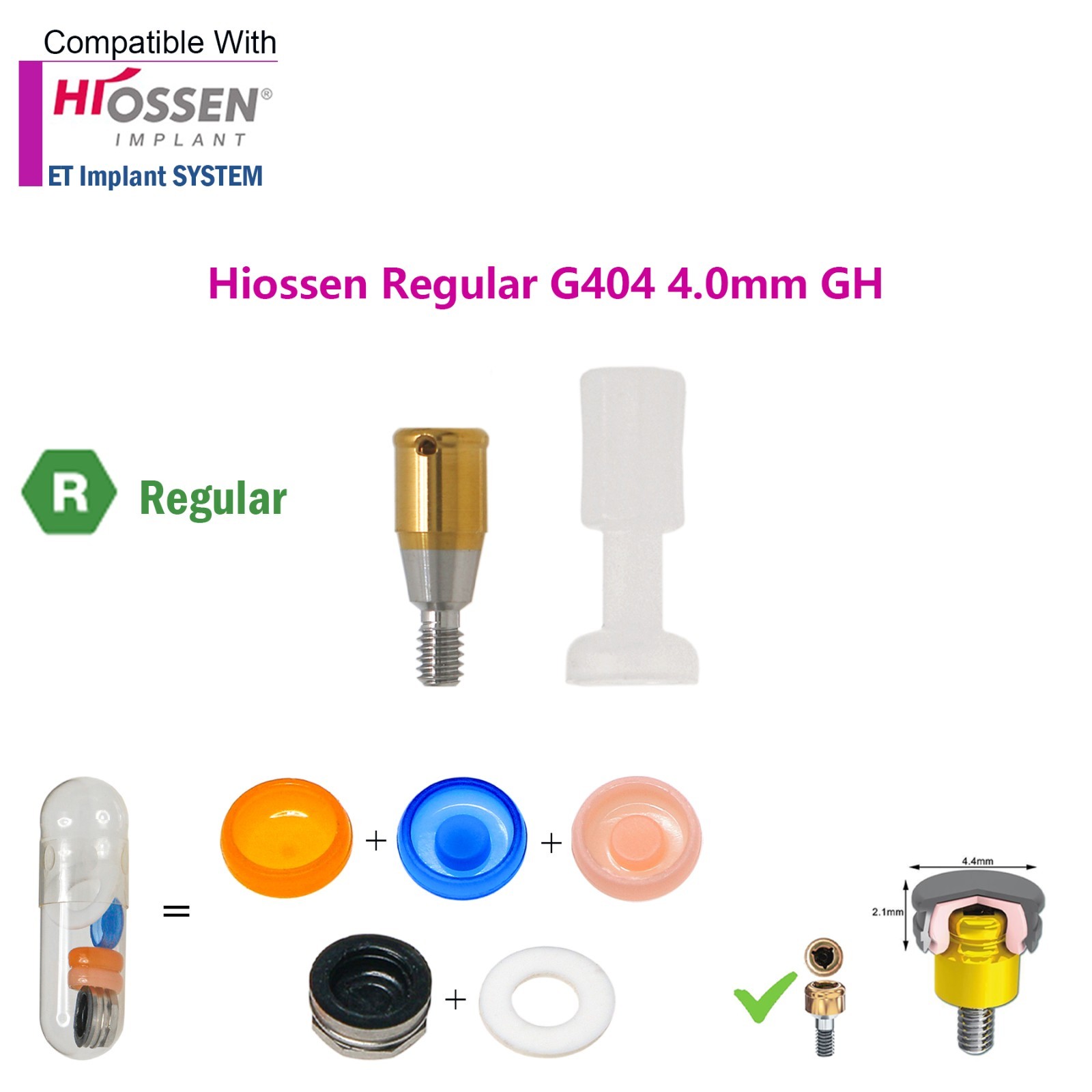 Dental Locator Overdenture Abutment Male Cap Inserts fit HIOSSEN Osstem Regular