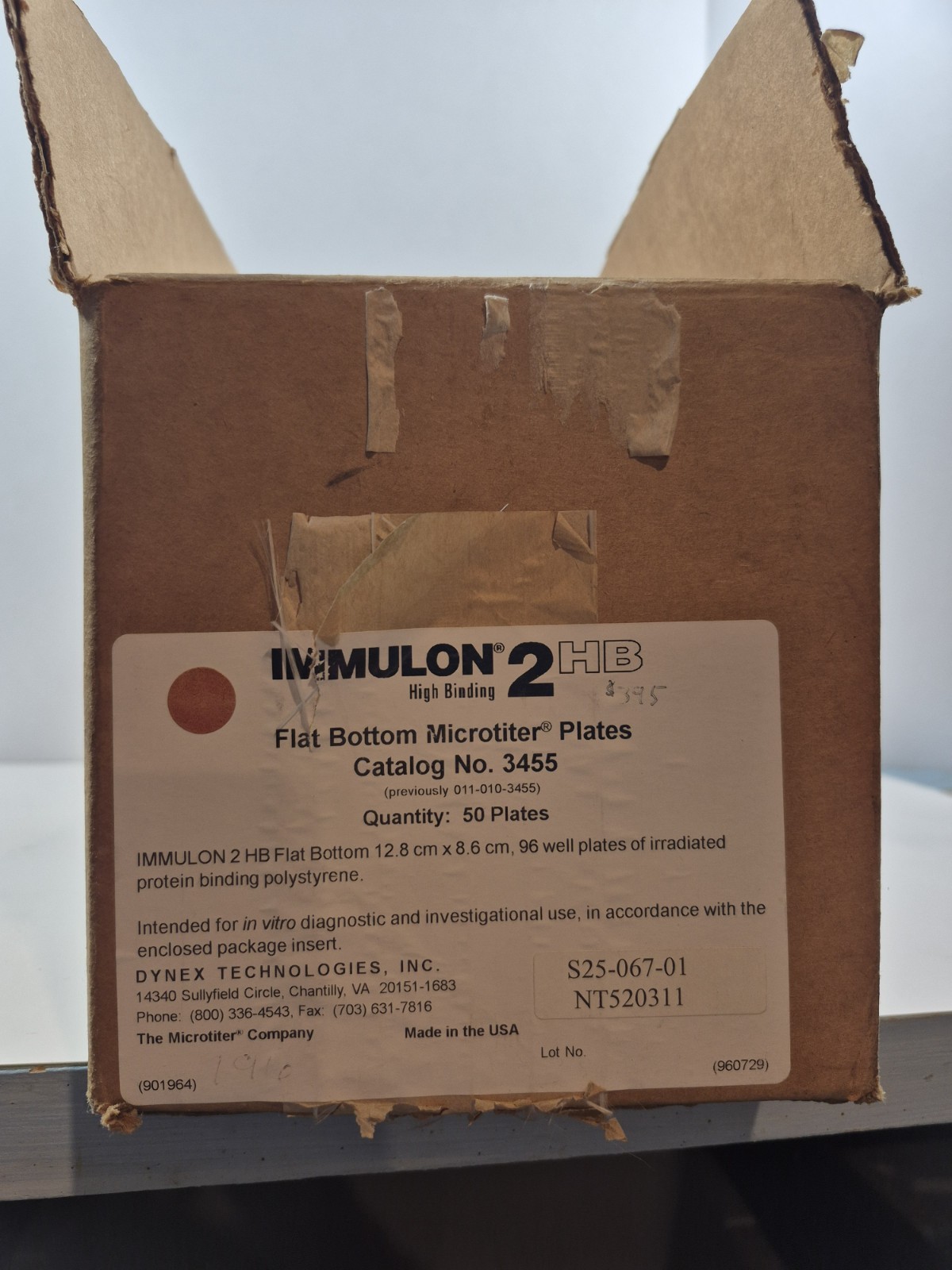 THERMO SCIENTIFIC Immulon 2HB 96-Well Clear Flat Microtiter Plates #3455 (50/Cs)