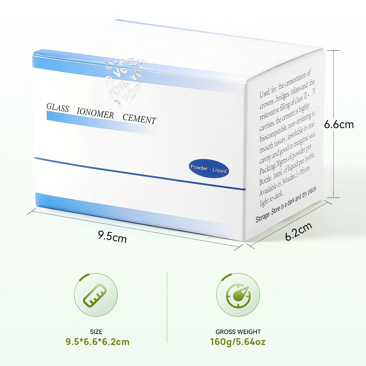 Dental Cement Glass Lonomer Radiopaque Luting & Lining Cement Liquid Powder US