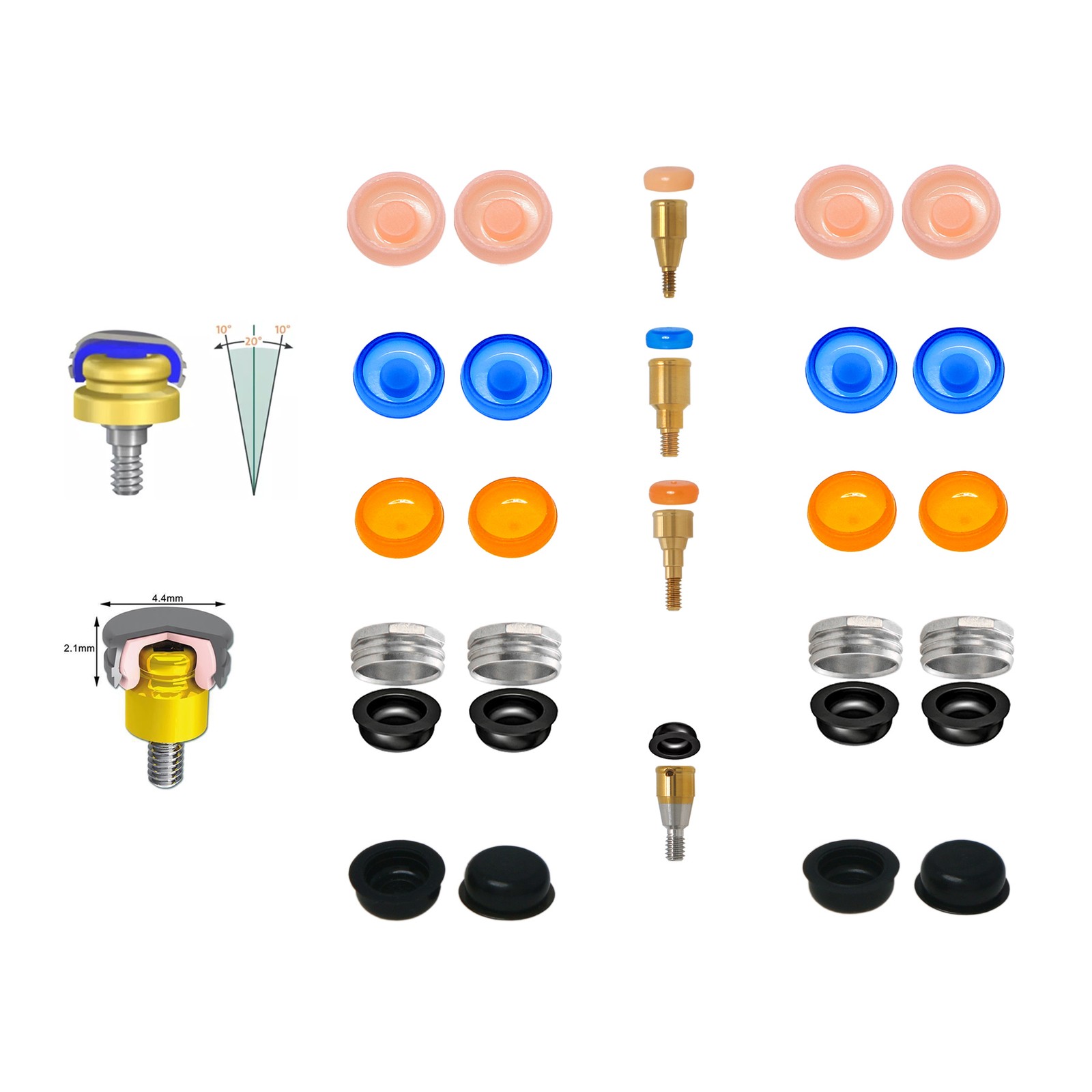 Locator Overdenture Abutment & Male Caps Kit for Neodent GRAND MORSE GM Tools