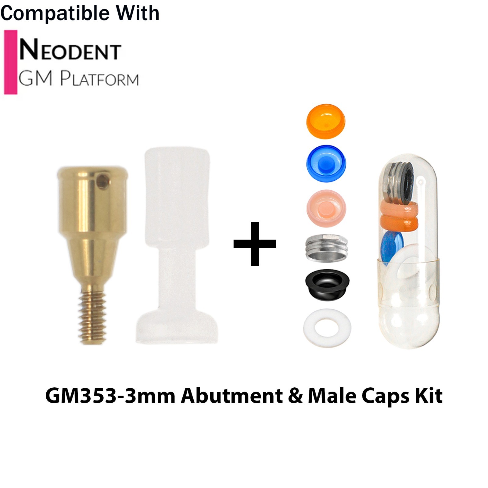 Dental Overdenture Locator Abutment 1-6mm & Male Cap Kit For NEODENT GRAND MORSE