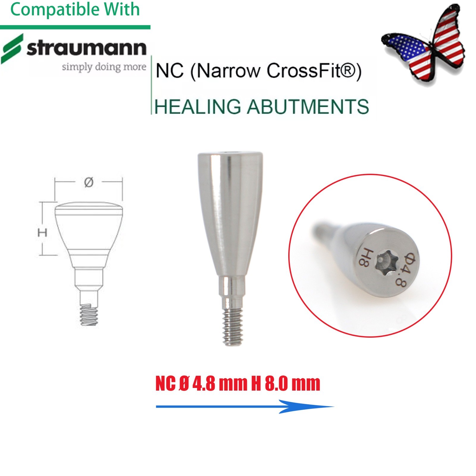 Dental Healing Abutment Cap/Closure Cover Screw Fit Straumann Cross Bone Level