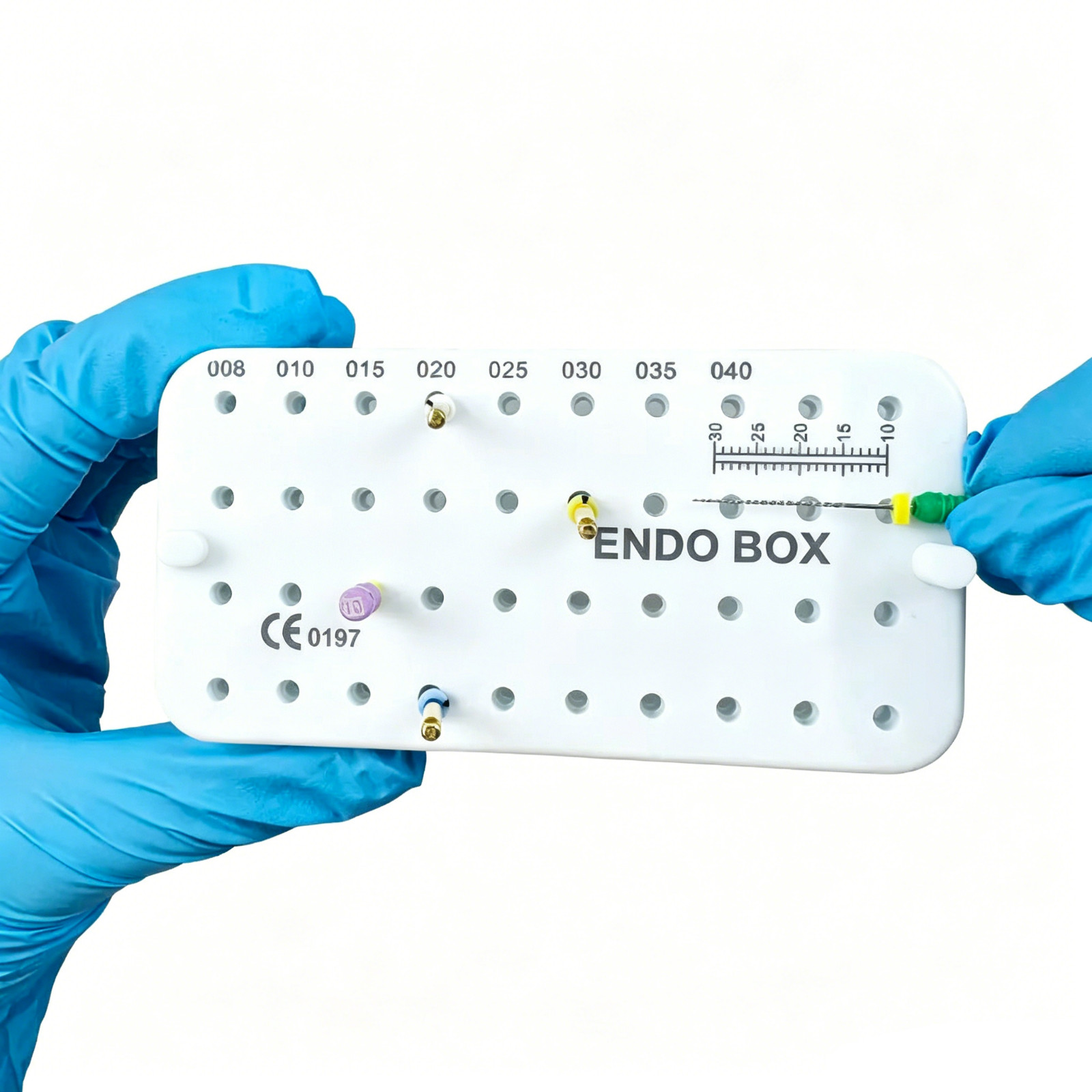 40 Holes Dental Endo Files Bur holder Sterilization Box With Ruler Autoclave