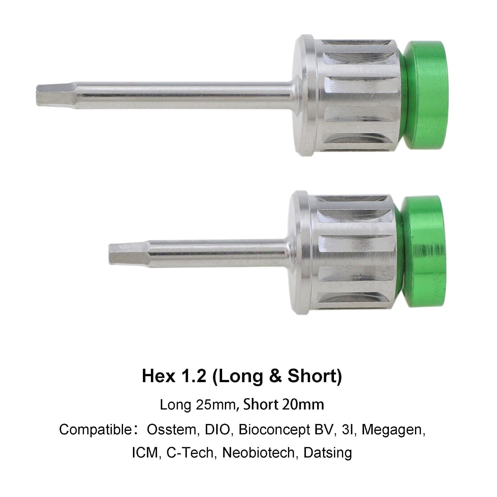 2Pcs Dental Implant Hex 1.2 Driver 3i Screwdrivers Manual for Torque Wrench φ7mm