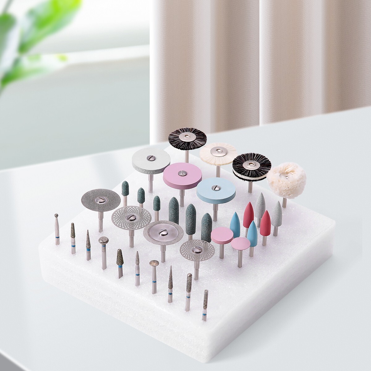 Dental Diamond Burs Polishing Brushes HP Polishers Stone Silicon Wheel Discs Kit