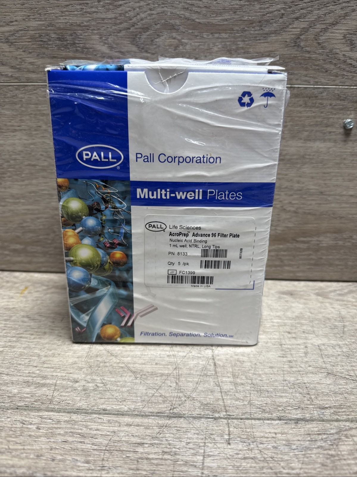 Pall Life Sciences PN 8133 AcroPrep Advance 96 Filter Plate 1mL well NTRL 5PK