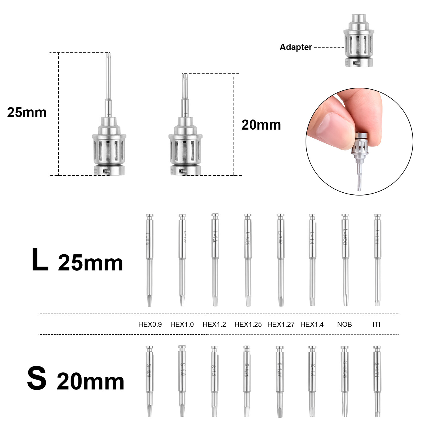 Universal Implant Repair Prosthetic Restoration Tool Kit Screwdrivers Wrench L/S