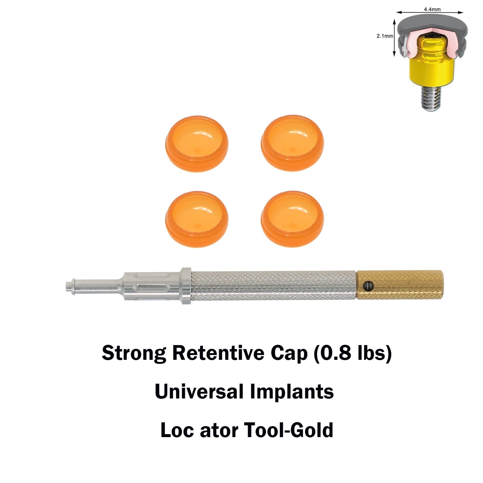 Dental Locator Overdenture Retention Implant Male Caps 0.8lbs Removal Core Tool